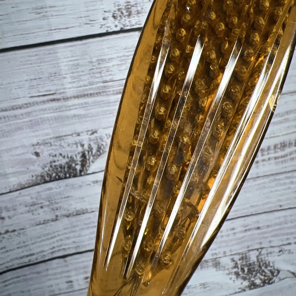 Vintage MCM Empire Lucite Brush Amber Black Nylon Bristles‎ Made In U.S.A.